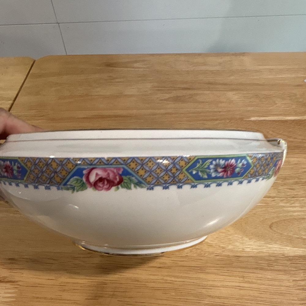Myott, Son & Co Imperial Floral Serving Bowl 8in Glossy Porcelain England